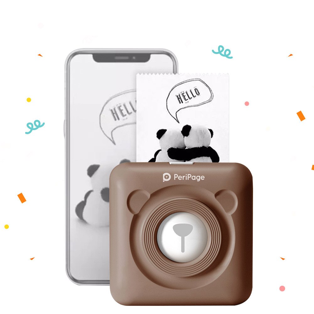 Peripage-Mini impresora térmica de bolsillo A6, dispositivo de impresión portátil de 58mm, color rojo y amarillo, inalámbrica, Bluetooth, Android e IOS, novedad: Brown Printer