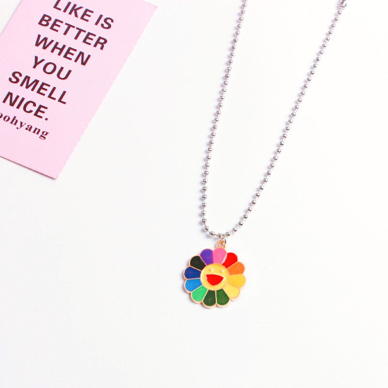 Cute Sun Flower Sunflower Rainbow Pendant Necklaces Punk Harajuku Hip Hop Choker Necklace For Man Woman Girls: 2