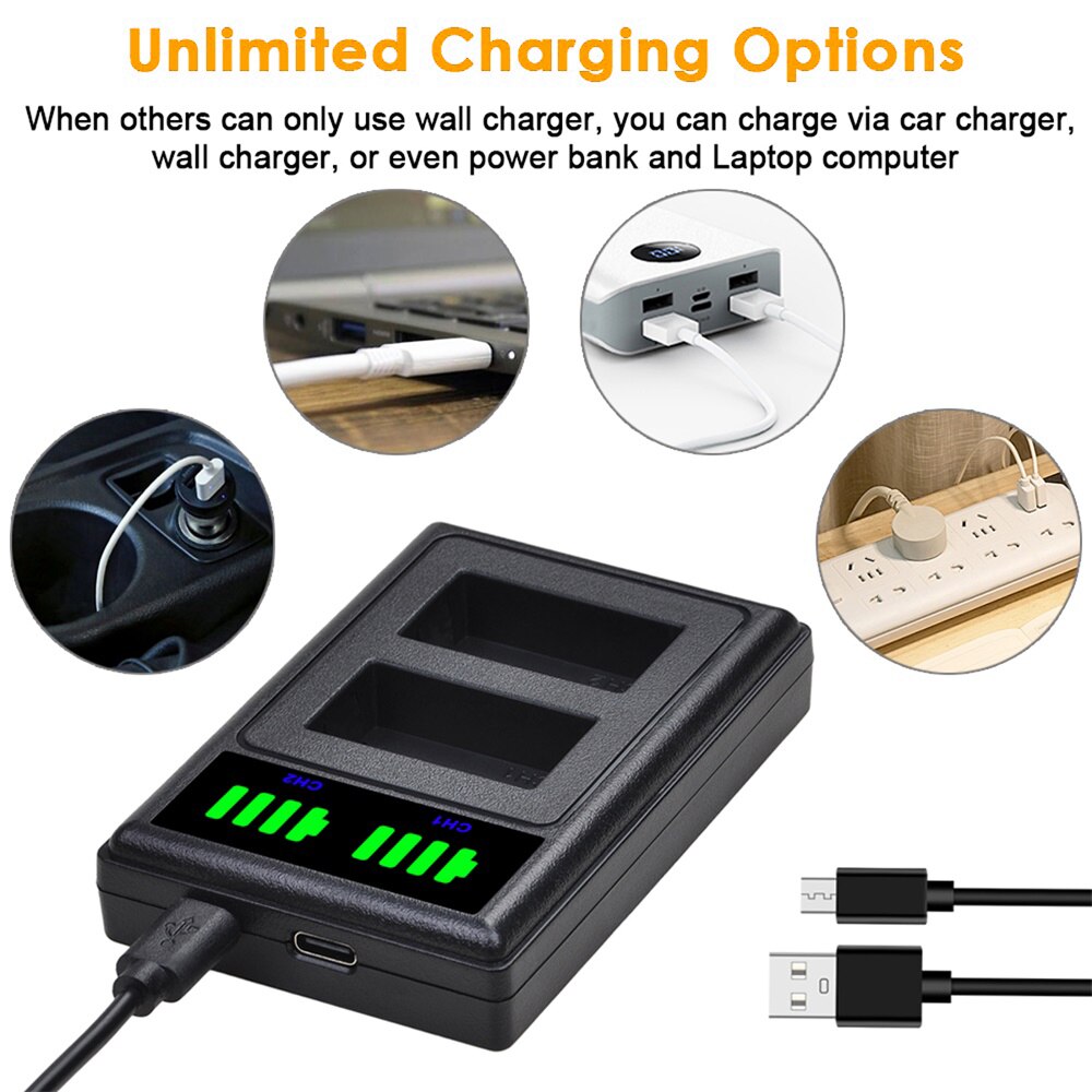 NB-7L Batterij 1800Mah NB7L Nb 7L Li-Ion Batterij + Led Dual Usb Oplader Voor Canon Powershot G10 G11 G12 SX30 SX30IS Digitale Camera