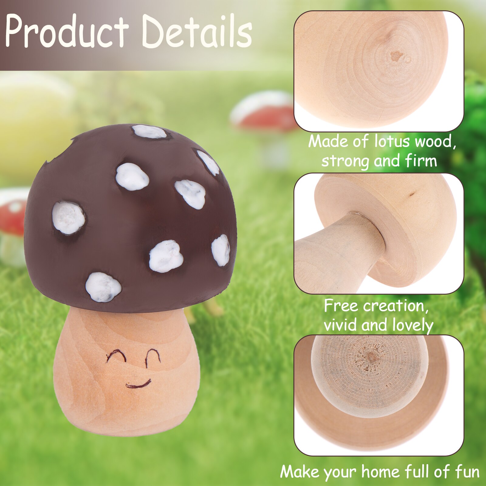 9 kpl puinen sienisarja luonnollinen keskeneräinen sienet maalaamaton puusieni