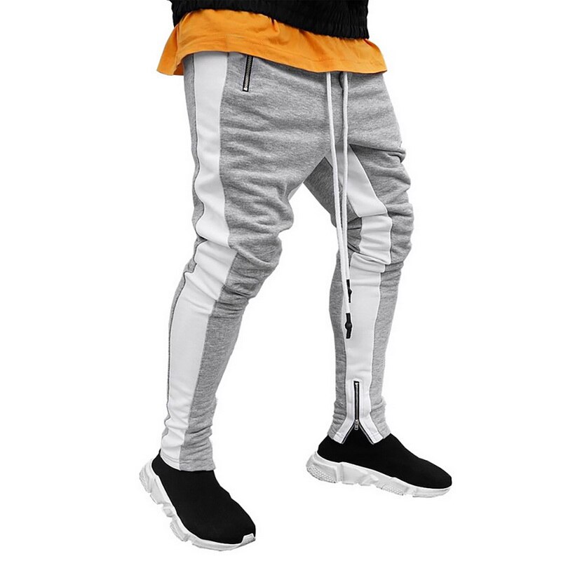 VERTIVE Plus rayure hommes en plein air Streetwear mâle gymnastique entraînement fermeture éclair poche sport pantalon Long cordon Fitness pantalons de survêtement: 5 / M