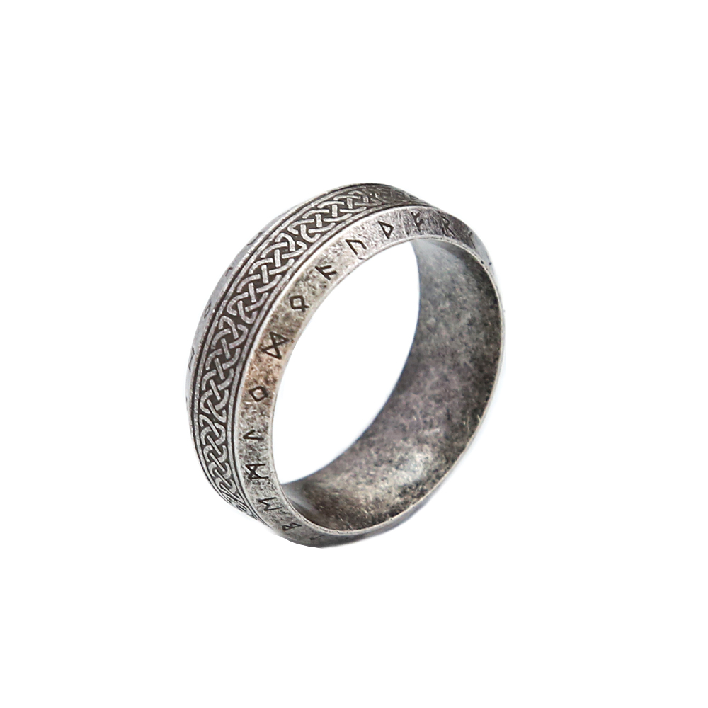 Vintage enkel vikinga runring för män och kvinnor rostfritt stål nordiska keltiska knutringar par amulettsmycken: 11 / Silver-