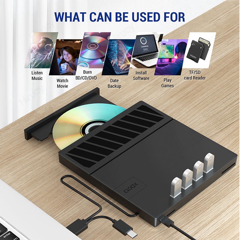 AAAEL-USB 3.0 rodzaj-C mnożenie zewnętrzny napęd optyczny Blu-promień CD/DVD/BD-//+RW odtwarzacz nagrywarka czytnik robić laptopa PC