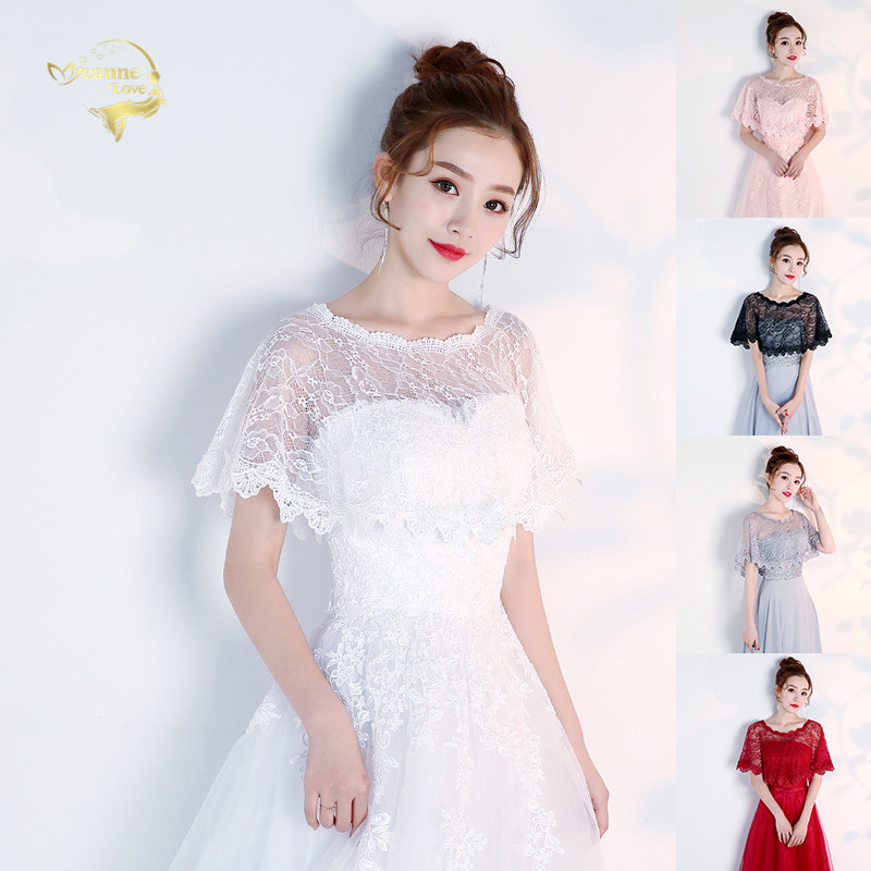 Lace Wedding Wraps Short Bridal Shawl Summer Lace Female Evening Party Capes Wedding Accessories Women's Jacket