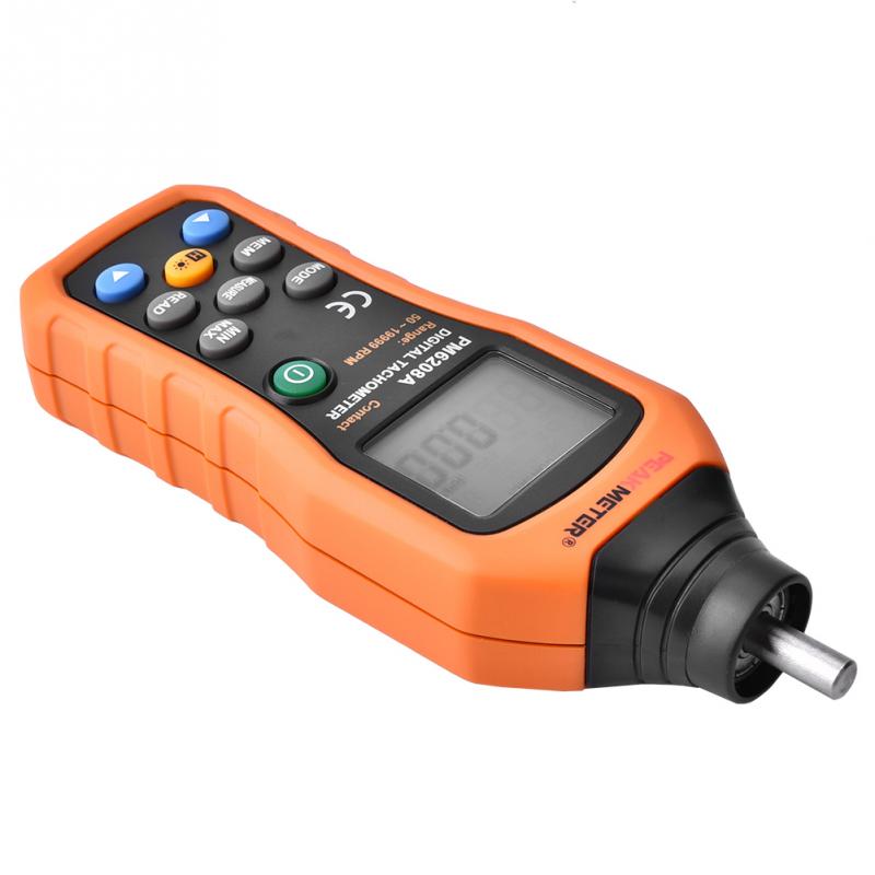 Medidor de PEAKMETER PM6208A portátil, tacómetro Digital tipo contacto, medidor de velocidad del Motor