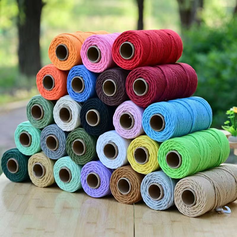 Makramelanka 4mm 50m Luonnonpuuvilla Köysi 4 Säiettä Kierrettynä DIY Käsityöt Hääkoristeet Sisustus