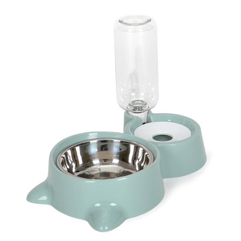 2-In-1 Kat Kom Water Dispenser Automatische Water Opslag Hond Kattenvoer Kom Voedsel Container Met waterer Pet Waterer Feeder: Green Color