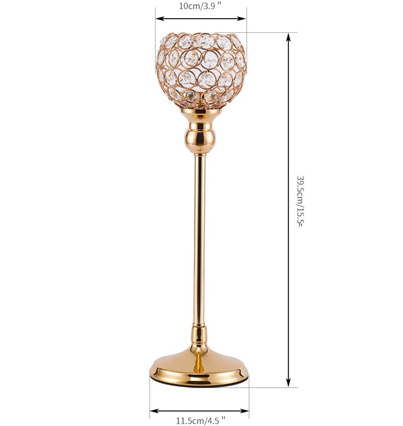 Krystall telys lysestaker gull votive holder bryllupsbord midtpunkt lysestaker fest hjemmeinnredning hogar moderno: 39.5cm
