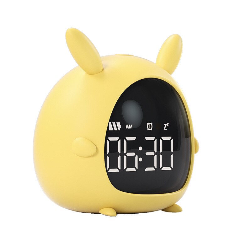 Reloj despertador Digital Led para niños, dispositivo con carga Usb, Control de voz, con dibujos animados, para estudiantes: YELLOW