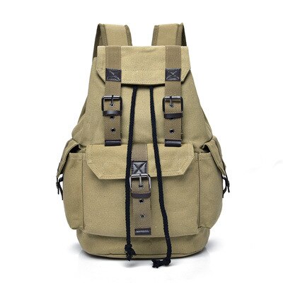 Heren Rugzak Vintage Canvas Rugzakken Schooltas Mannen Reistassen Grote Capaciteit Bagpack Sport Back Pack Boekentas Jongen: khaki