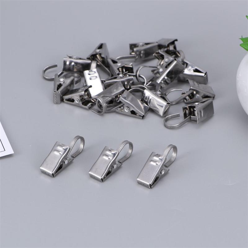 20 Stuks Roestvrij Draperie Ringen Satijn Nikkel Gordijn Clips Met Haak Gordijn Haak Metalen Ringen Clips