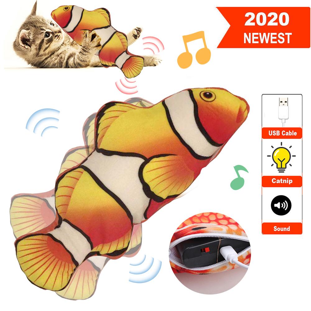 Electric Moving Fish Cat Realistic Plush Simulation Electric Wagging Fish Cat Toy Catnip Kicker Toys Funny Interactive Pets Pill: 15