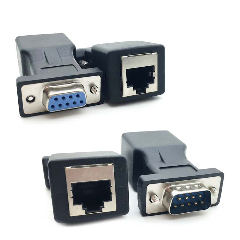DB9 RS232 Mannelijke/Vrouwelijke Om RJ45 Vrouwelijke Adapter Com Poort Lan Ethernet Poort Converter