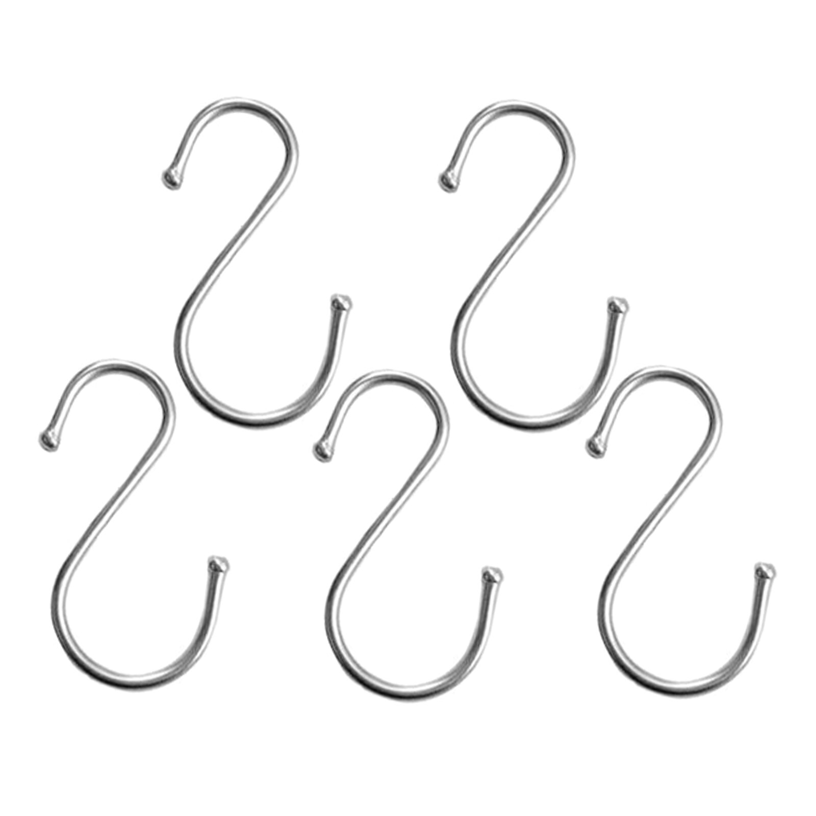 Set of 5, Heavy-duty Stainless Steel S Hooks, Kithcen Rod Hook Purse Hanger Bathroom Towel Basin Hanger, Max. Load 10kg