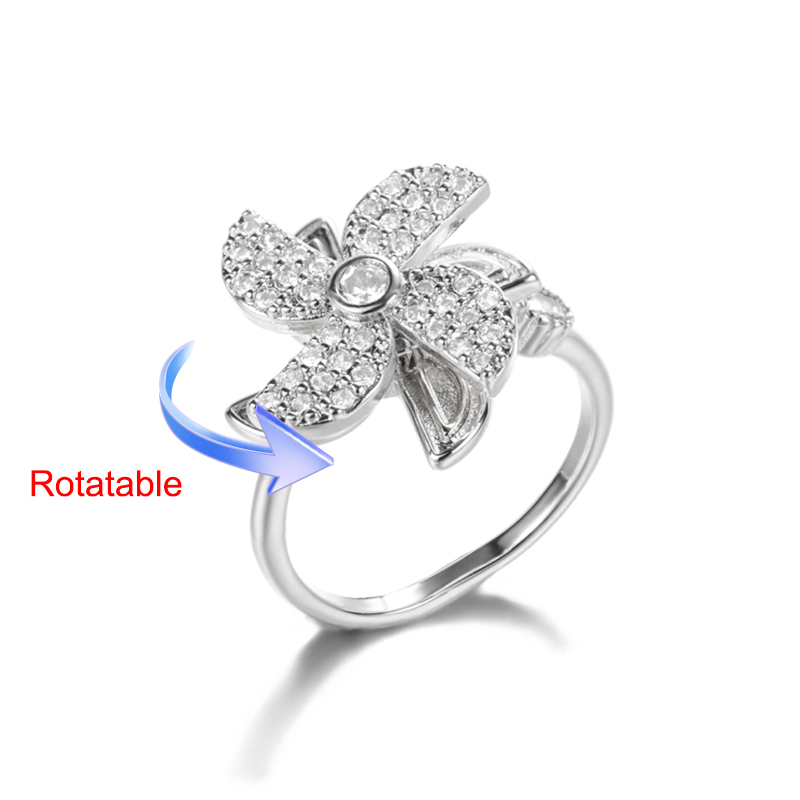 Four Clover Rotating Anxiety Rings for Women Gold Color Adjustable Stainless Steel Wedding Ring Aesthetic Jewelry anillos: Rose Red