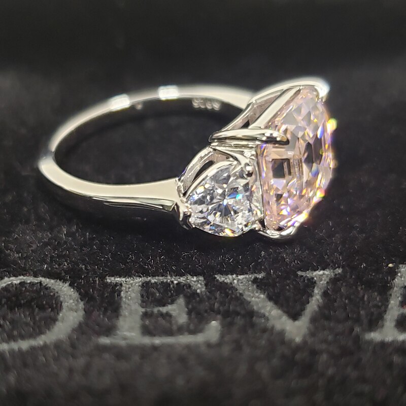OEVAS solidna 925 srebrna iskrząca 10*10mm Topaz stworzona Moissanite wysokiej węgla obrączki z diamentami Party Fine Jewelry