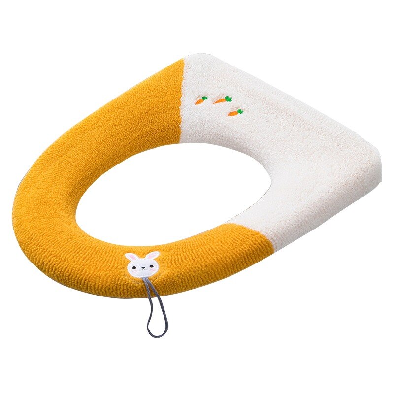 Cartoon Winter Warm Toilet Seat Cover Mat 1Pcs Washable Bathroom Accessories Knitting Pure Color Soft O-shape Pad Toilet Seat: K