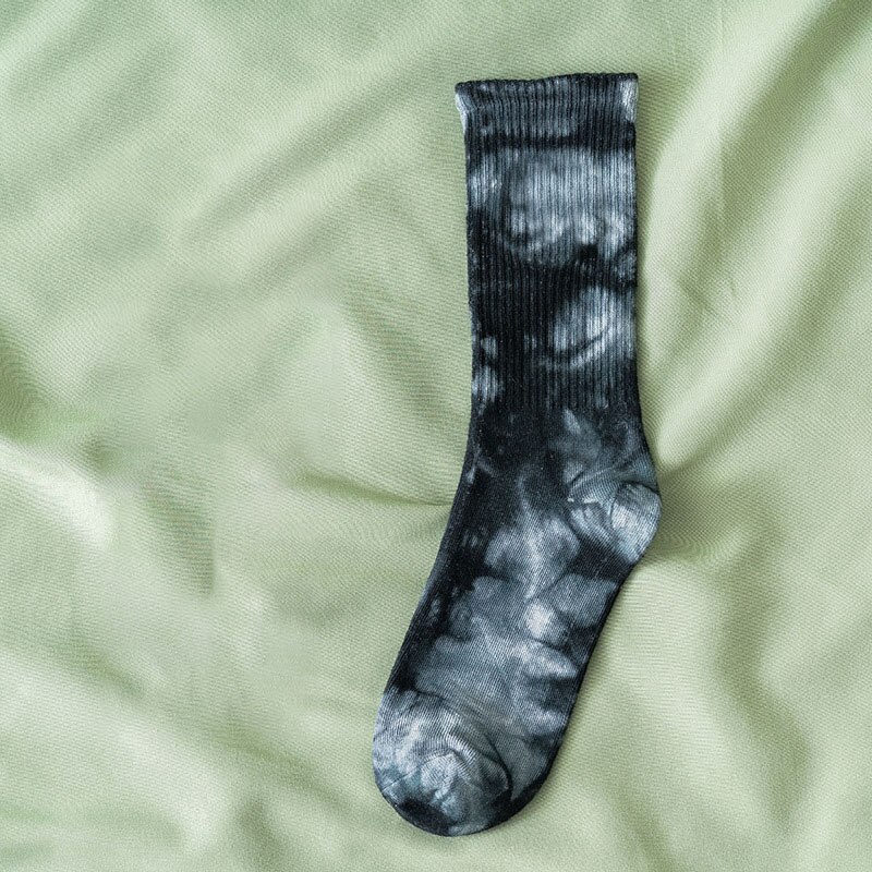 Calcetines de algodón Tie-dye para hombre y mujer, medias de tendencia urbana de , de color sólido, para baloncesto y monopatín: 1