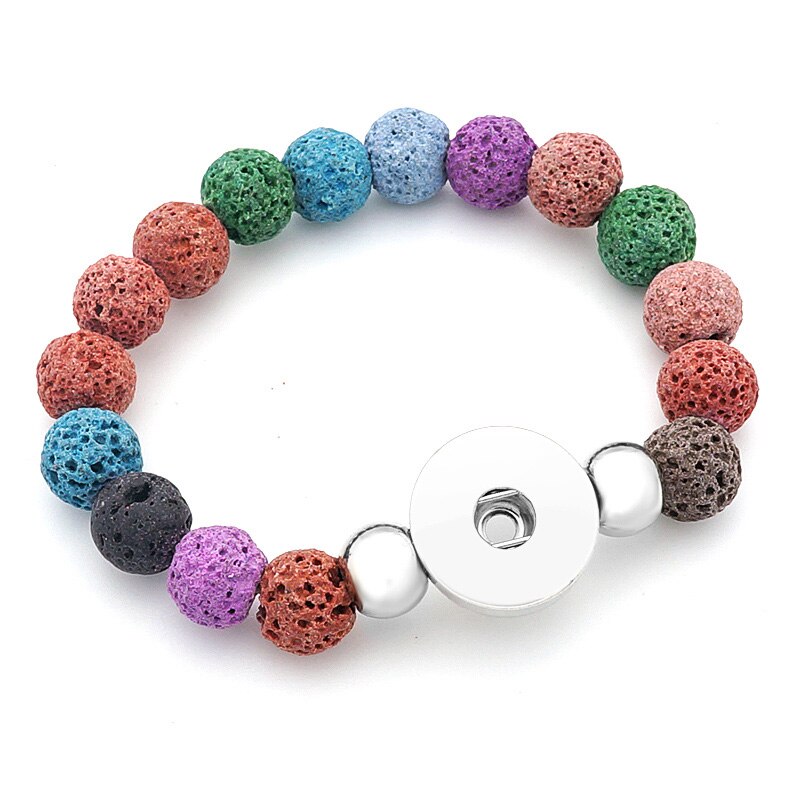 Beauty Vulkanische Steen Kralen Charm Snap Armband Kleurrijke Fit 18Mm Snap Knoppen Sieraden AB0060: colorful