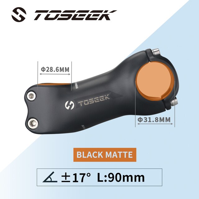 TOSEEK Super Light Full Carbon Fibre Bicycle Stem Bike Parts Matte Angle 6 / 17 Degrees Length 70/80/90/100/110/120/130mm: 17 Degrees 90mm