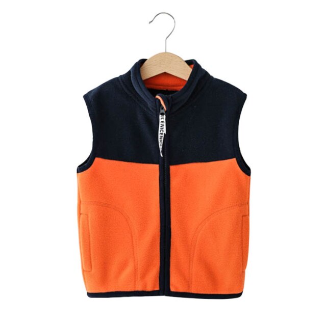 Children's Fleece Vest Thickened Spring Autumn Winter Boys Coat Wearing Jacket Fleece Vest for Kids P2 93: orange / 3T