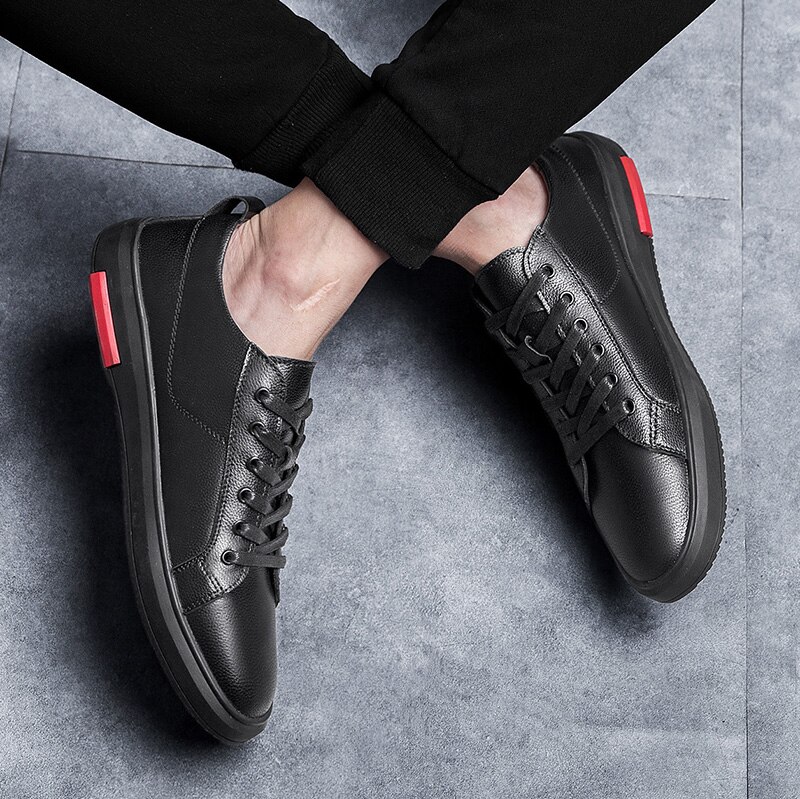 Herre sko udendørs mænd walking sneakers sorte mænd fritidssko mænd læder sko til mænd lejligheder