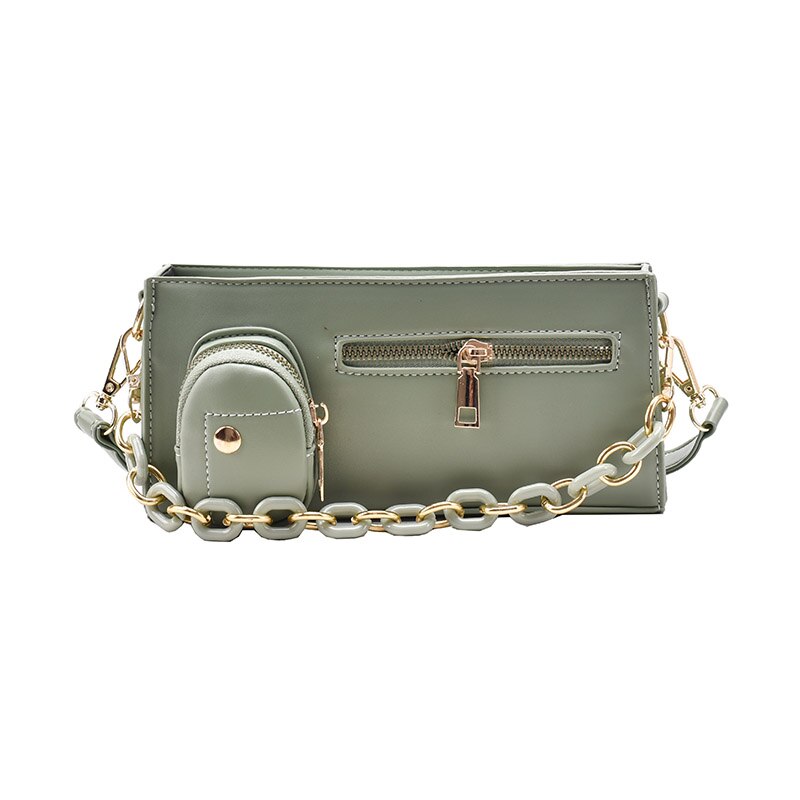 Effen Kleur Pu Lederen Cross-Body Bags Voor Vrouwen Zomer Mode Persoonlijkheid Schouder Pack Dames Handtassen En portemonnees: green
