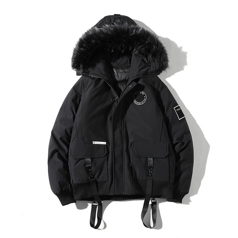 Vinterjacka herr kamouflage casual tjock varm parka manlig päls huva street style camo lös herr överrock abz 95