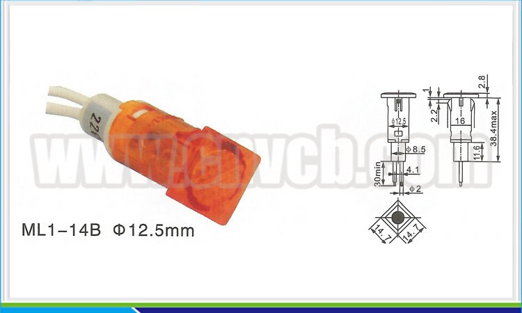 Luz indicadora de señalización de neón, luz piloto ZS93 de 12,5mm de alto plástico, 220v, 12 voltios