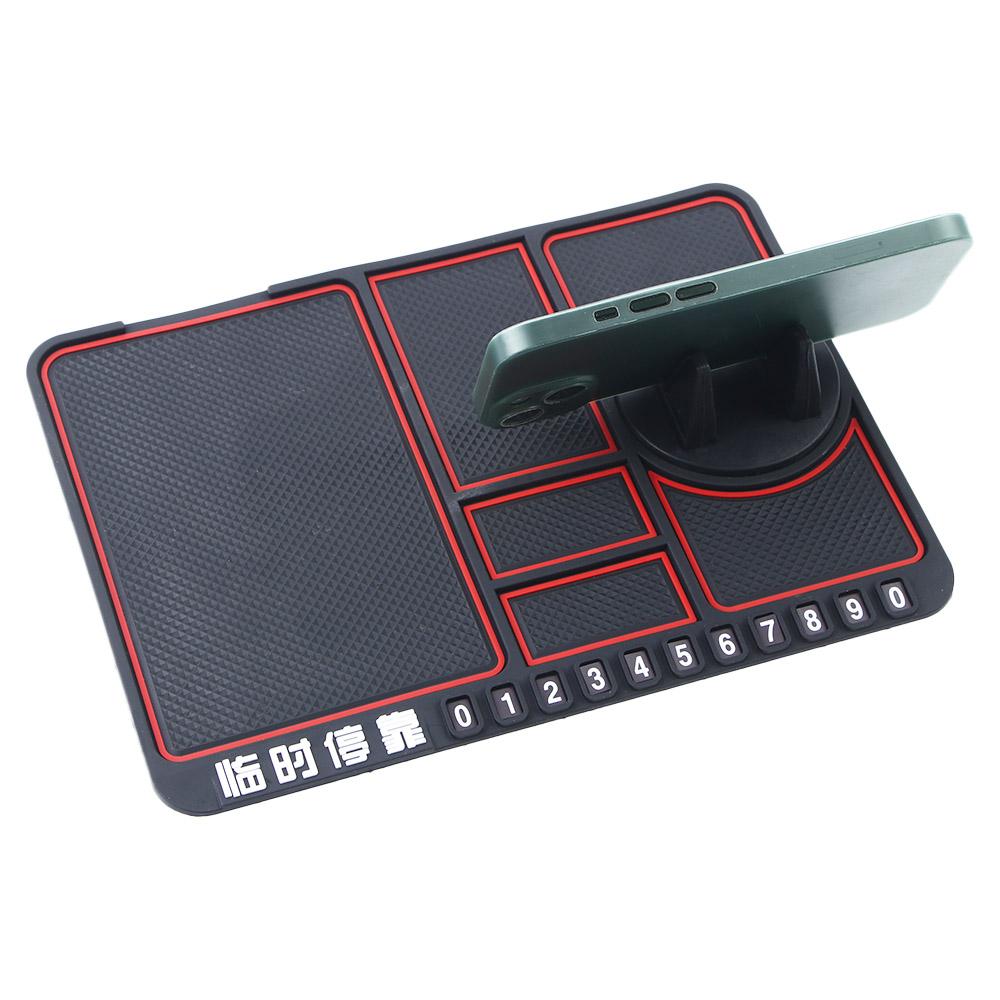 Parking Car Interior Car Anti-skid Pad 4-in-1 Car Parking Number Card Auto Phone Holder Sticky Anti-Slip Mat Non-Slip Phone Pad