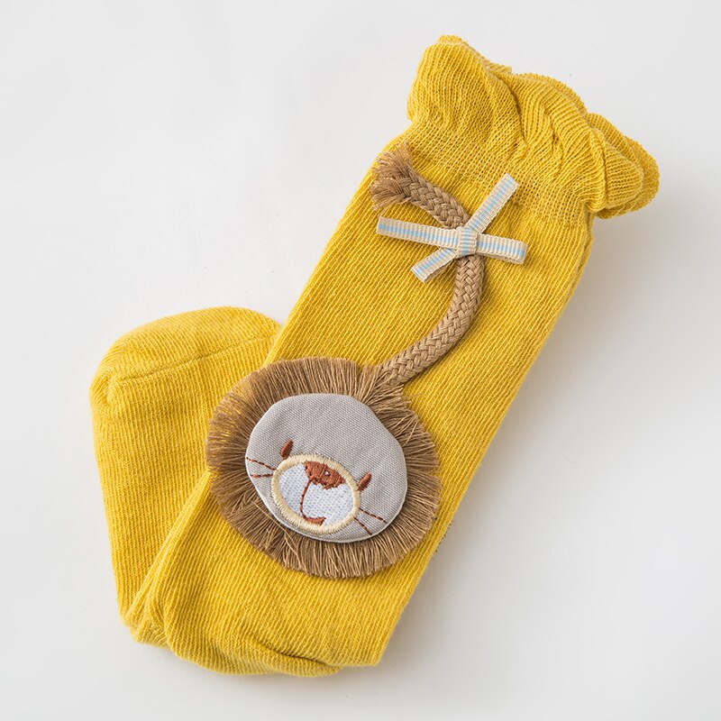 Chaussettes amples en coton pour bébés, motif Lion de dessin animé, pour garçons et filles, collection printemps et automne: YELLOW / 0-1year