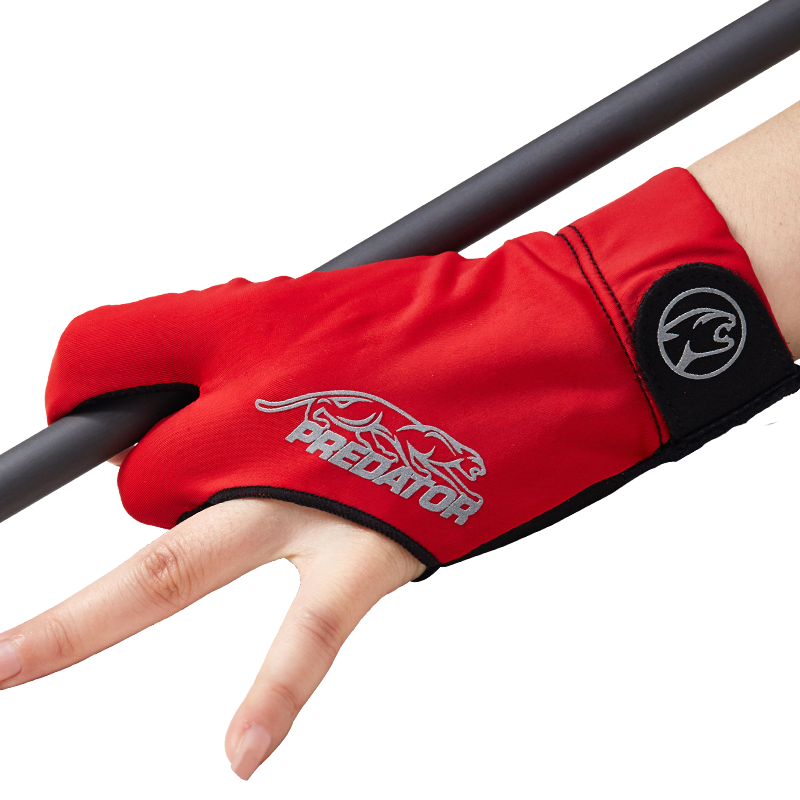 PREDATOR Pool Cue Snooker Cue Gloves Three-finger Mitts Non-slip Left-handed Comfortable Billiard Accessories: Red