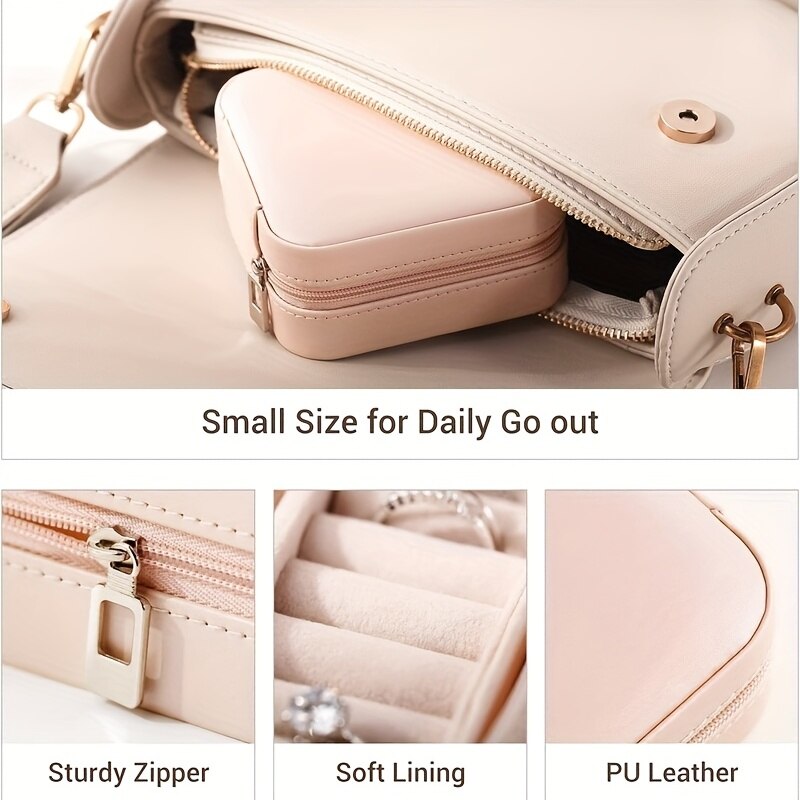 Mini Schmuck Aufbewahrung sbox tragbare Home Travel Ohrringe Halskette Aufbewahrung koffer für Frauen Ring Organizer Pu Leder Vitrine