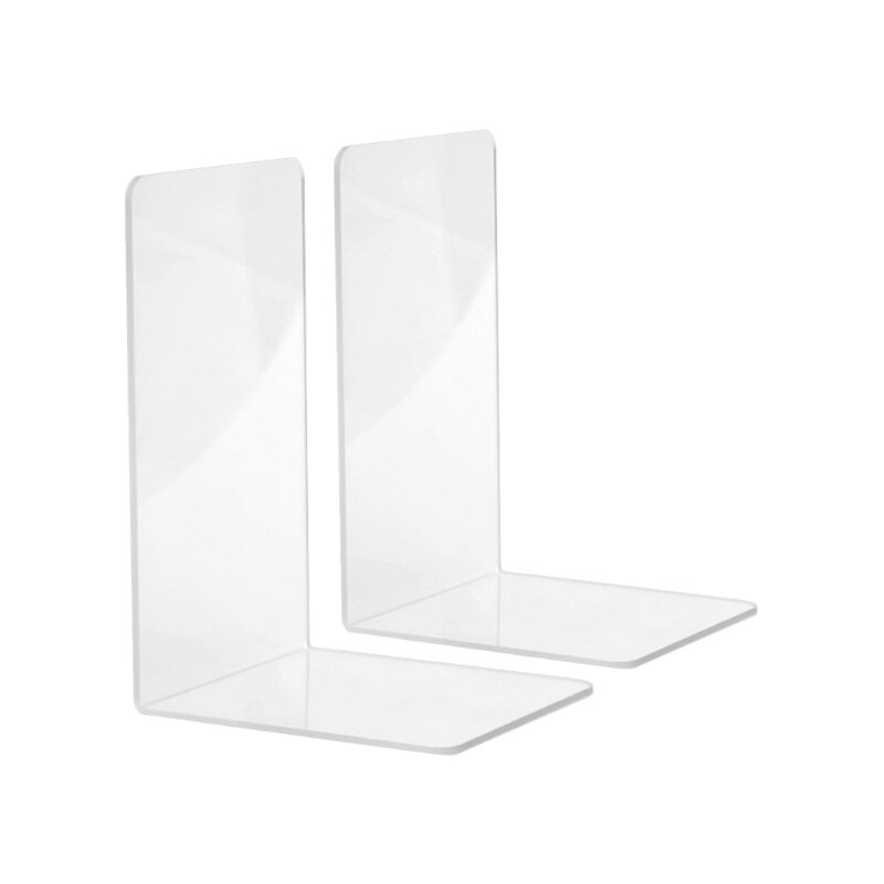 Decorative Clear Acrylic File Holder Clear Acrylic Bookends Acrylic Book Stands Desk Organizer Holders HX6A: Transparent white
