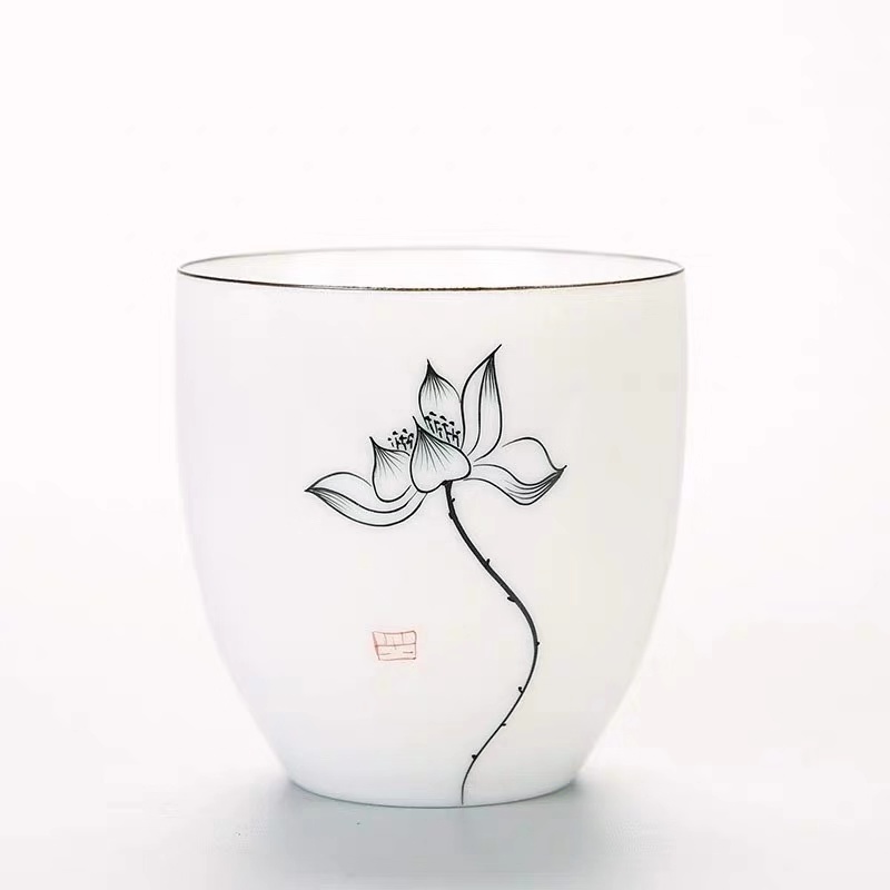 Keramische Traditionele Chinese Thee Kopjes Wit Porselein Thee Set Accessoires Kantoor Theekopjes Draagbare Retro Water Mok Drinkware: B