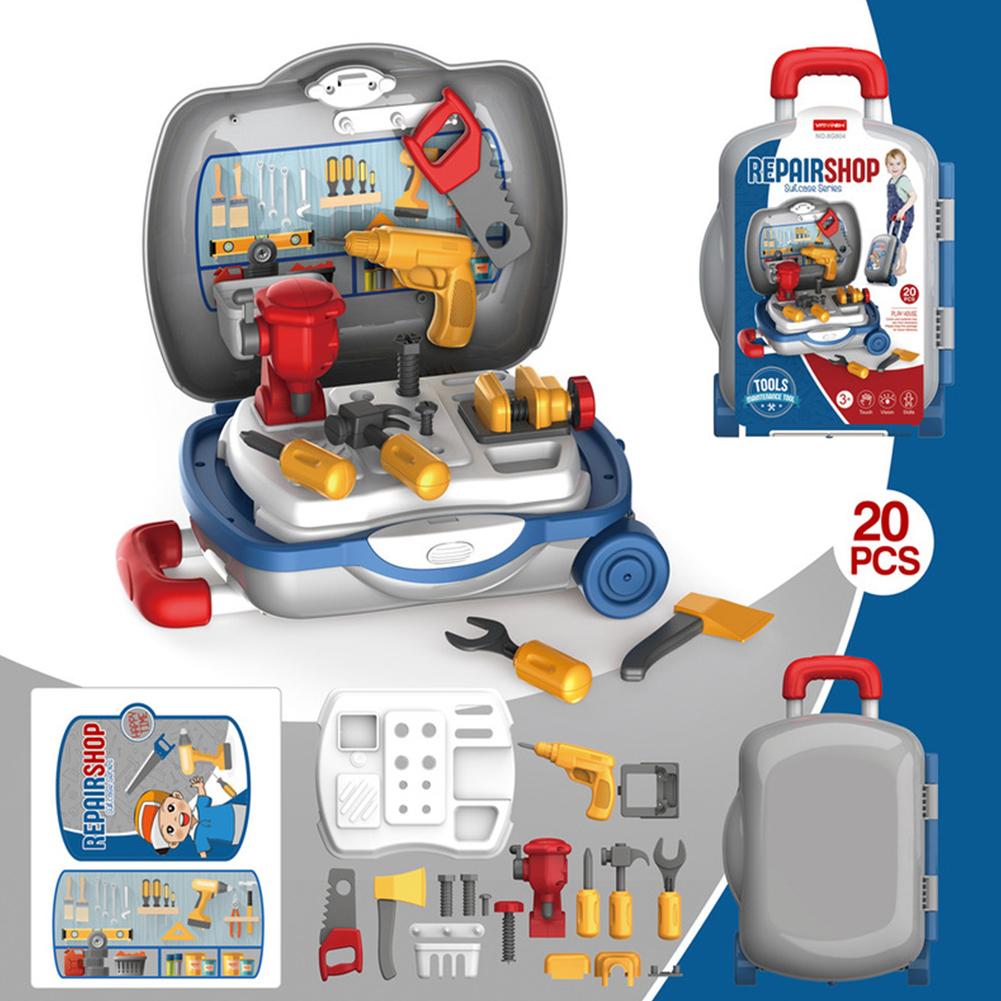 Child Repair Tools Children's Toolbox Baby Simulation Repair Tools Electric Drill Screwdriver Repair Toy House Trolley Case