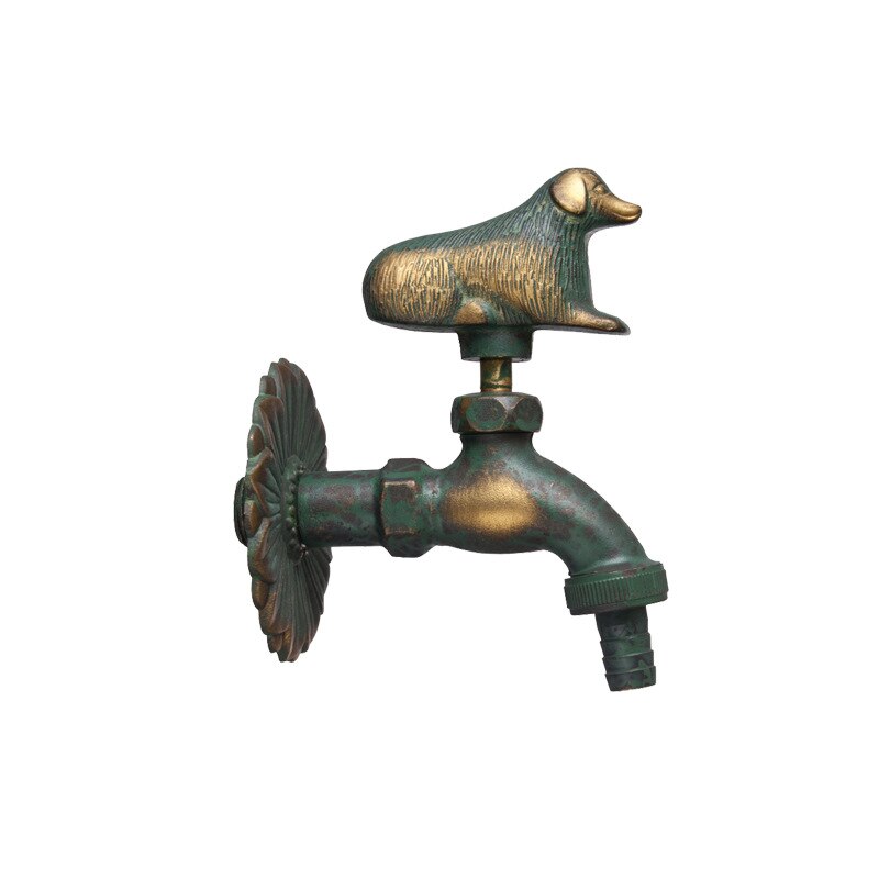 MTTUZK Outdoor Decorativ Garden Faucet Animal Shape Bibcock Antique Brass Dog Tap For Washing Mop/Garden Watering Animal Faucet