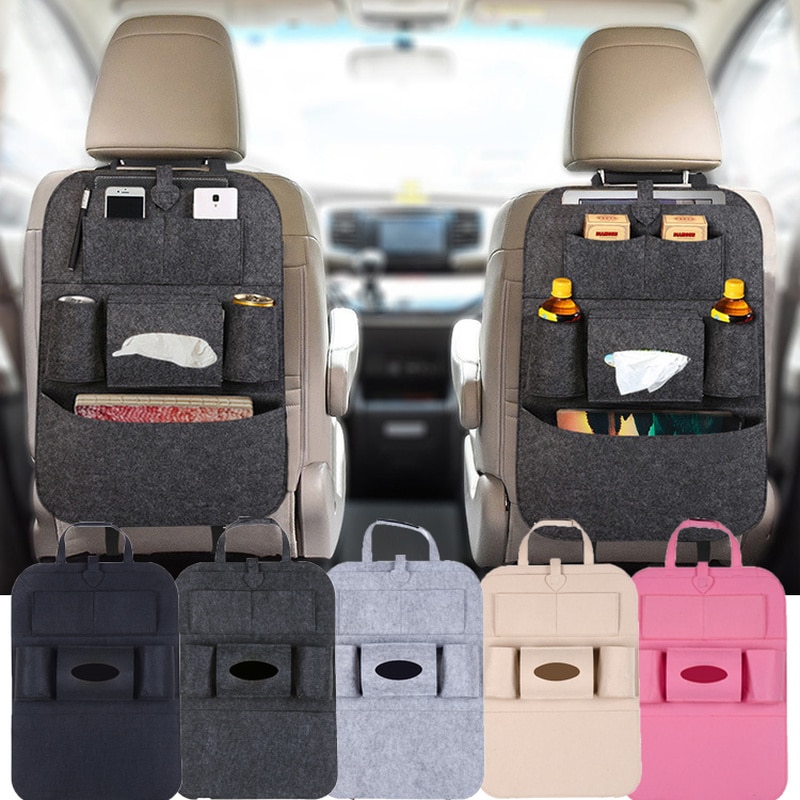 1Pc Universal Car Back Seat Opbergtas Organisator Kofferbak Elastische Vilt Opbergtas 6 Pockets Organizer Opknoping Auto Accessoires