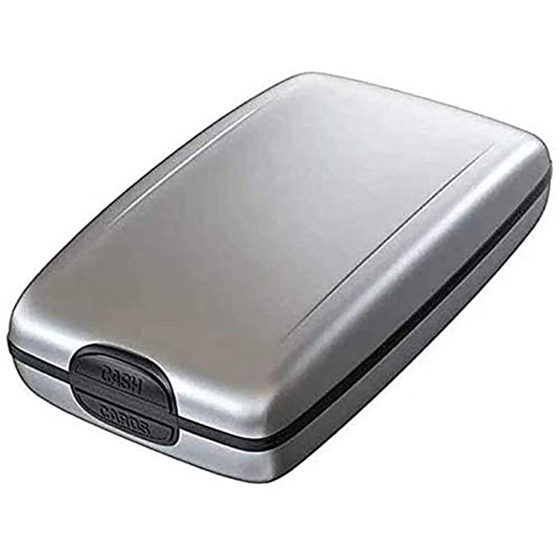 RFID Blocking Aluminum Coin Purse Wallet Credit Card Holder Security Metal Wallet Case Business Bank Card Protector Men Women: Silver