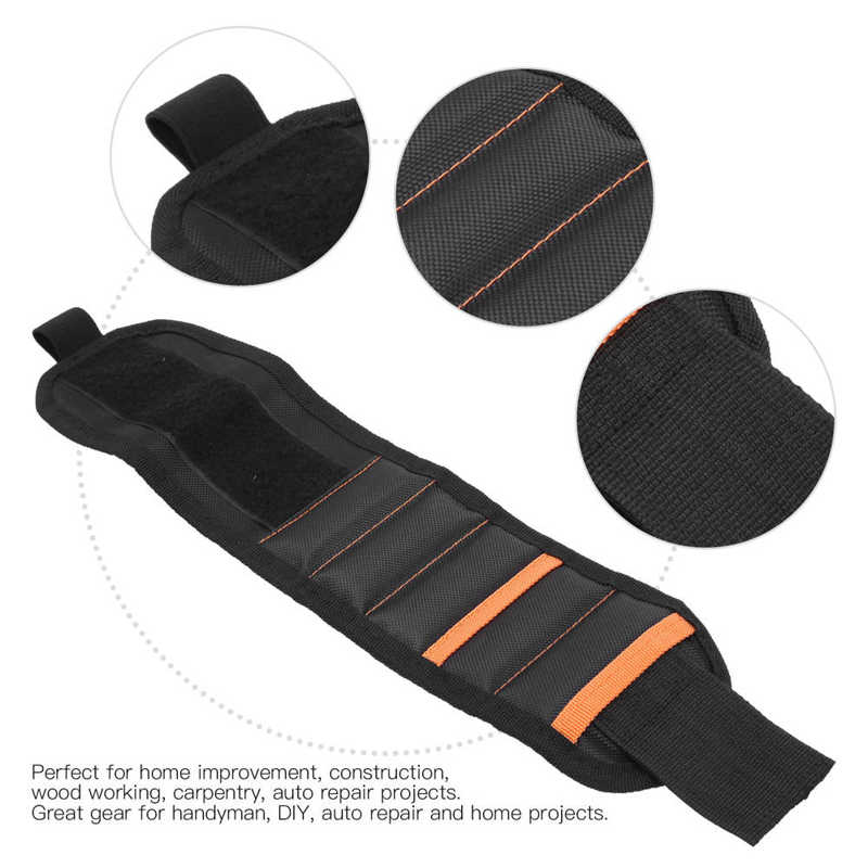 Tool Wristband Pocket Style Five Row Magnetic Wristband Multi‑function Portable Wrist Tool Magnets Nylon Magnetic Wrist