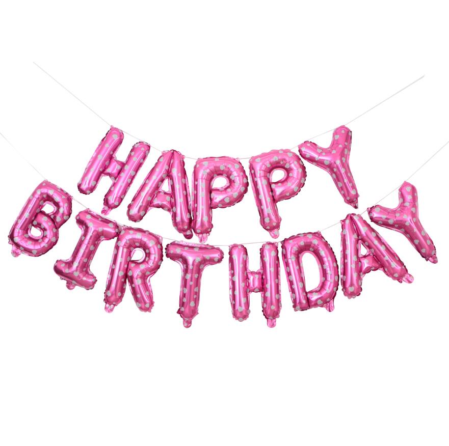 Ballons pour anniversaire, 13 pièces, lettres Happy Birthday, 16 pouces, décorations pour fête en aluminium, Rose or, argent, noir, fournitures de: pink point