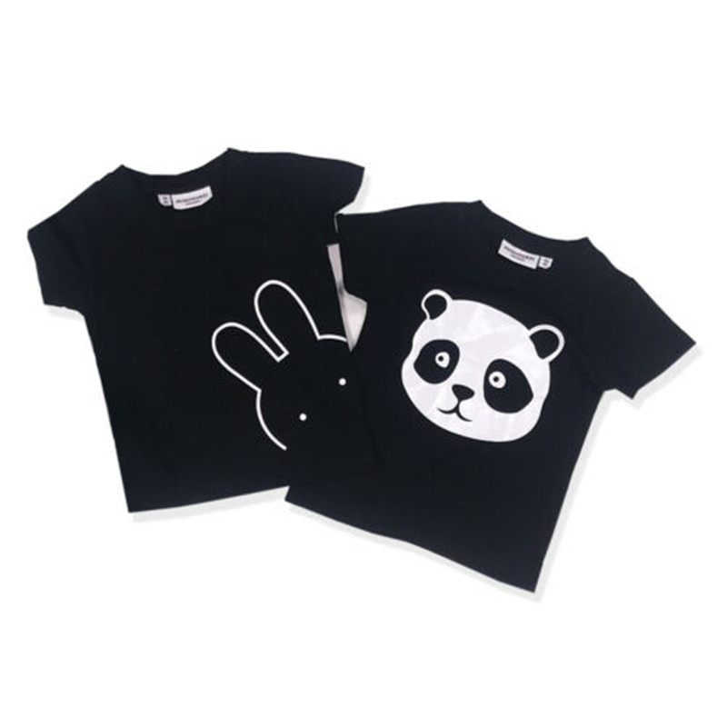 Baby Mädchen Jungen cartoon T shirt Schwarz Panda Bunny kurzarm O neck T-Shirt Kleidung Sommer basic tee Tops baumwolle t