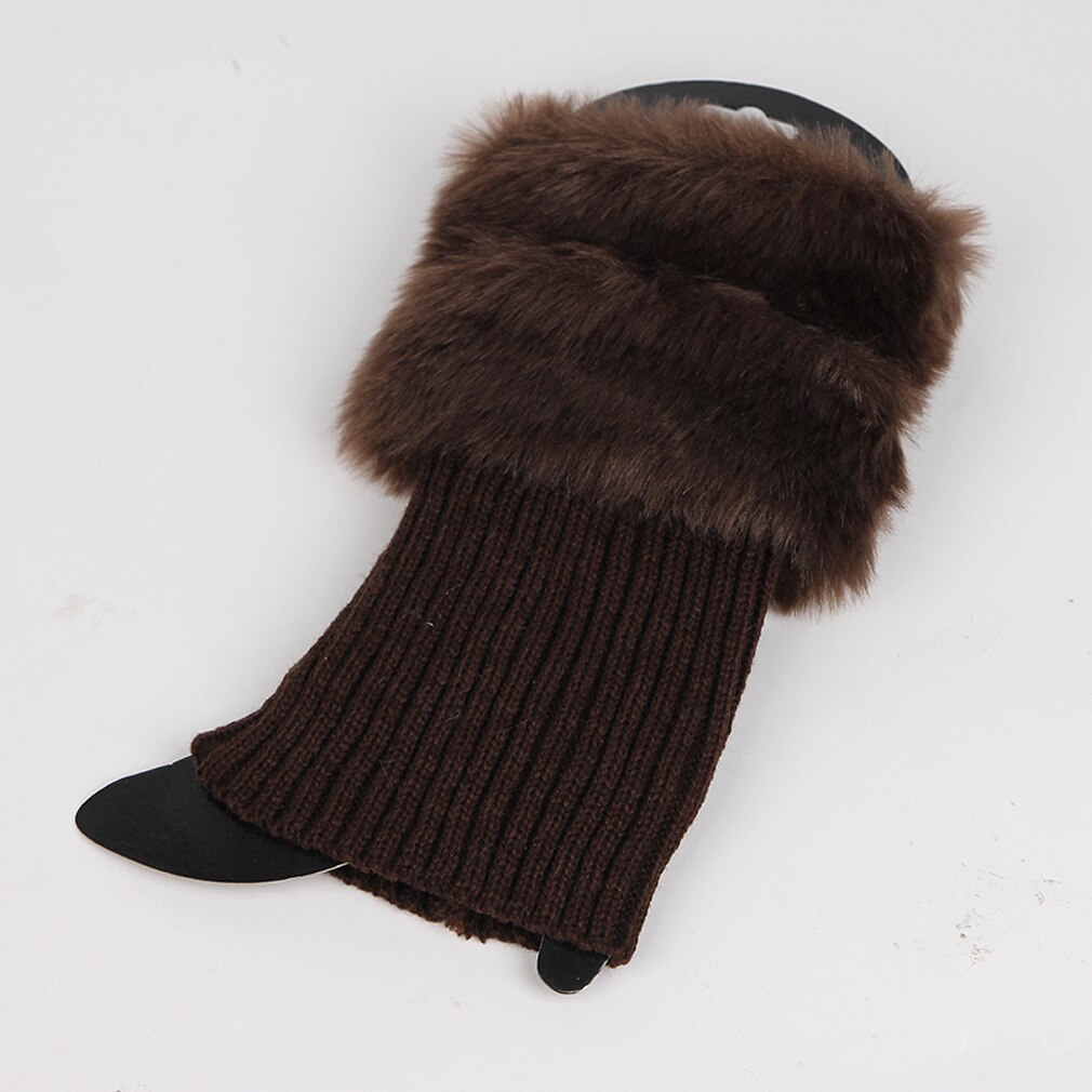 Gebreide winterlaarzen voor dames, gebreide laarsjes met bont, sokken, beenwarmers, warme sokken voor laarzen met bont, beenwarmers 20 cm: En