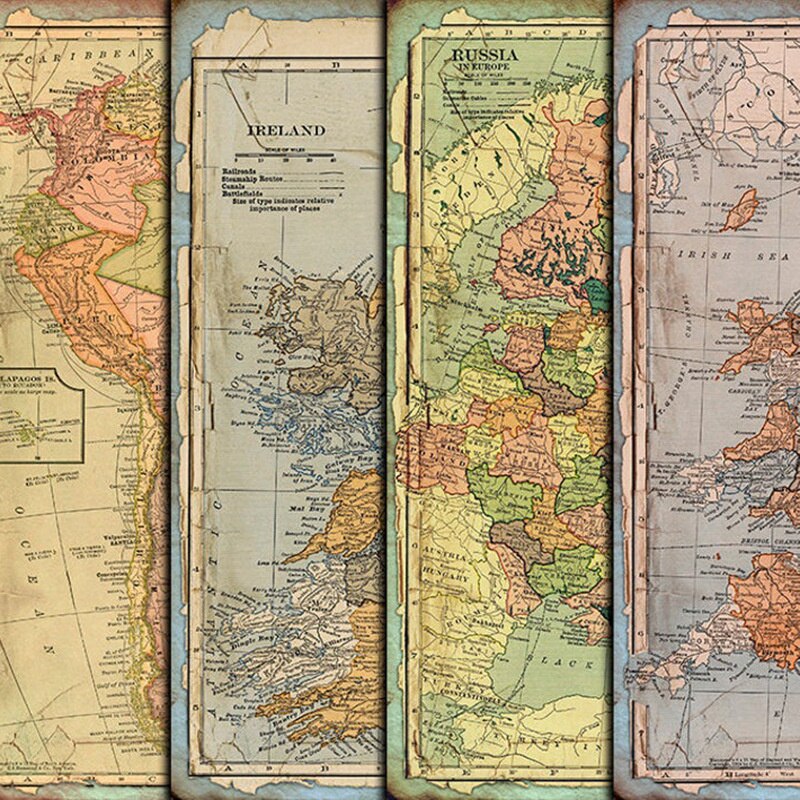 4Pcs/Lot World Map Material Papers DIY Scrapbooking Album Diary Decorative Paper Scrapbooking Paper