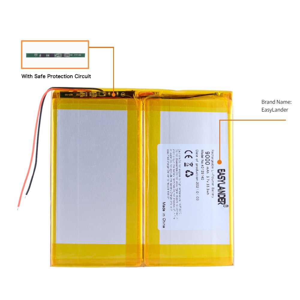 40125140 3.7V 9000Mah Voor Ch Teclast M30 Tablet Pc Batterij