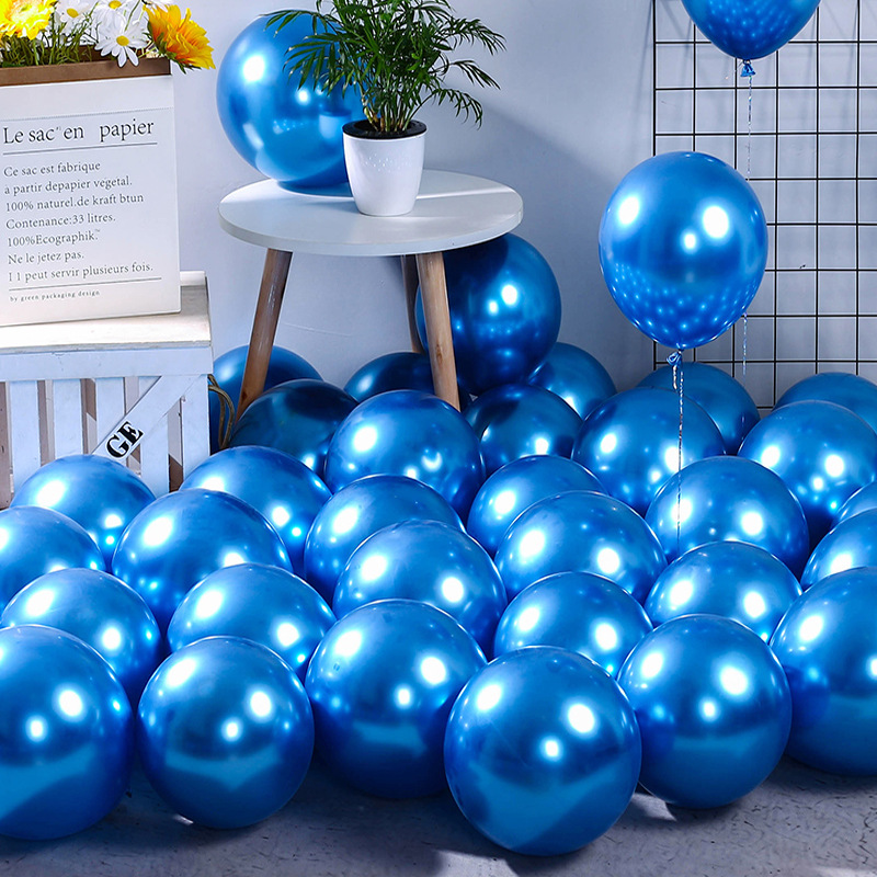 50 Uds. Globos metálicos para cumpleaños, globos metálicos dorados, cromados, plateados, rosas y dorados para , Baby Shower, decoraciones de boda: Azul oscuro / 5 pulgadas