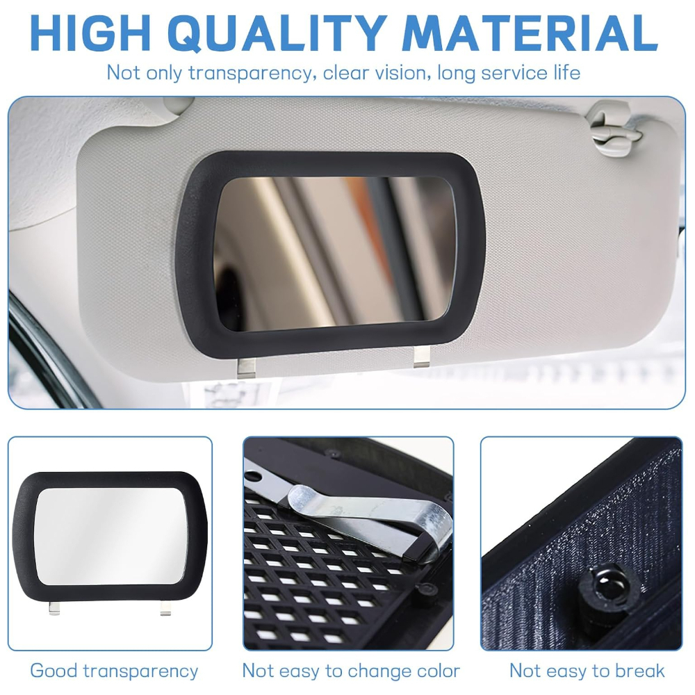 Espejo de Maquillaje Parasol Coche - Clip-on Espejo Cosmético Interior - Vehículo Universal