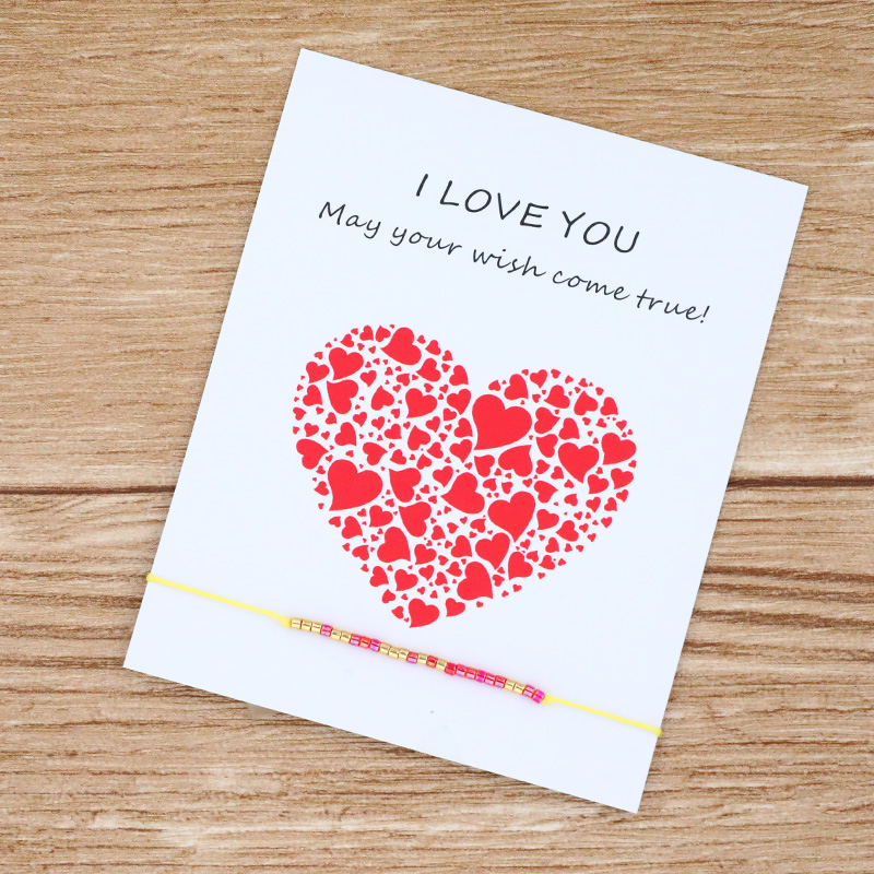 I Love U Morse Code Armband Gevlochten Rood Touw Koord Minimalistische Armband Vrouwen Mannen Vriendschap Lover Paar Sieraden: Yellow