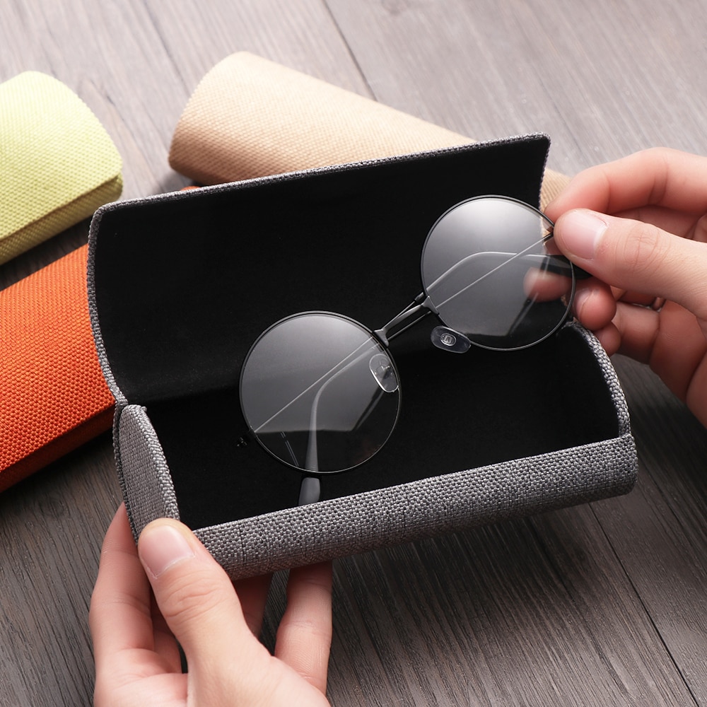 Retro Oval Glasses Box Sunglasses Linen Folding Eyewear Case Optical Handmade Storage case for glasses