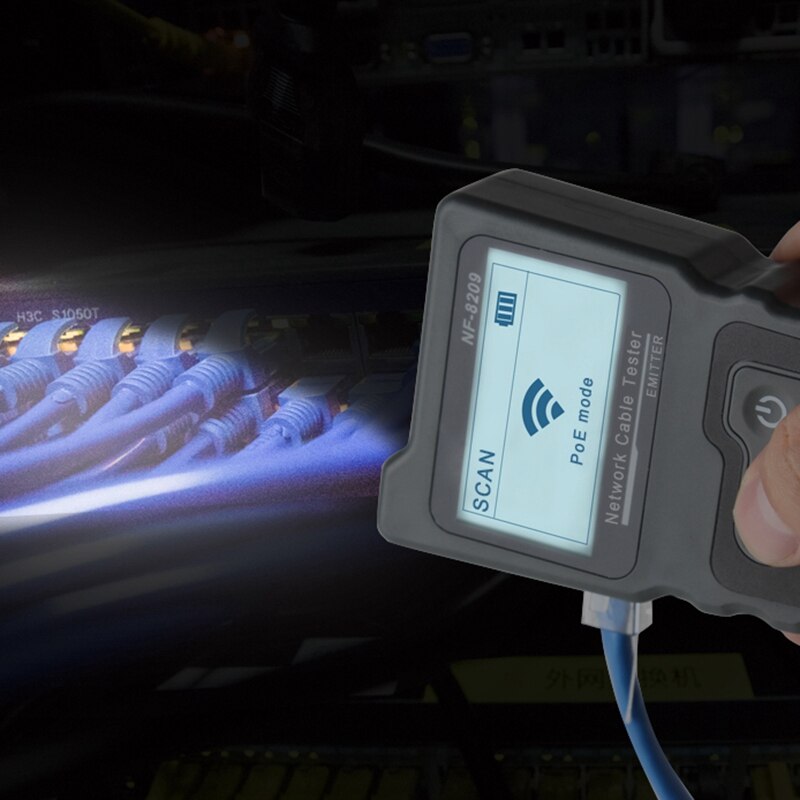 Noyafa nf -8209 lcd display måle længde lan kabel poe wire checker kat 5 kat 6 lan test værktøj scan kabel wiremap tester